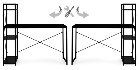 Biurko komputerowe szkolne 120x60 cm regał z 3 półkami czarne ModernHome