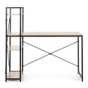 Biurko komputerowe szkolne 120x60 cm regał z 3 półkami loft jasny dąb ModernHome