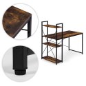 Biurko komputerowe szkolne 120x60 cm regał z 3 półkami postarzany orzech loft ModernHome