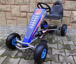 DUŻY GOKART G5 NIEBIESKI, dla dzieci 4-10 lat, pompowane koła