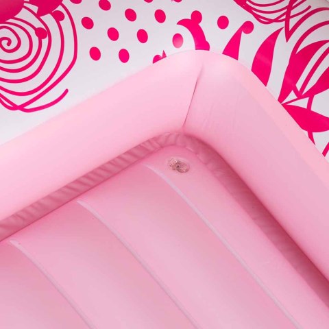 Materac dmuchany do pływania, leżak do opalania z poduszką różowy