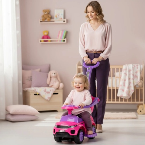 Pchacz J4 różowy Pchacz Jeździk, chodzik, muzyka, klakson