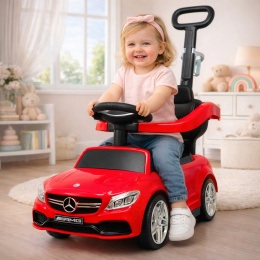 Pchacz Mercedes AMG c63 CZERWONY Jeździk, muzyka