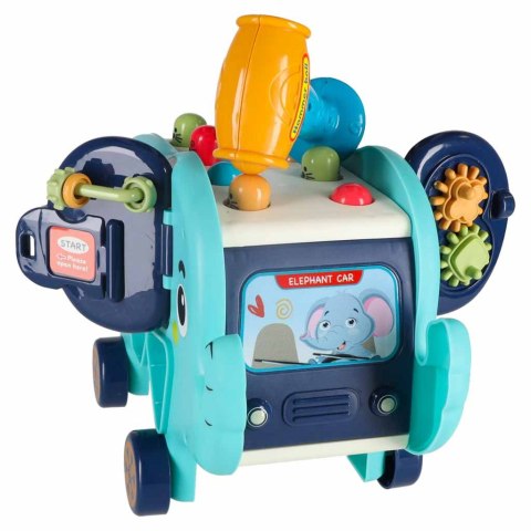 Słonik tablica manipulacyjna montessori wbijak sorter klocki młotek 26cm