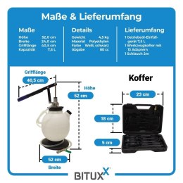 Urządzenie do napełniania oleju przekładniowego 7,5L Bituxx + adaptery