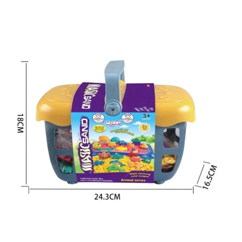 WOOPIE Piasek Kinetyczny 0,8 kg Zestaw w Koszyku z Foremkami + Basen