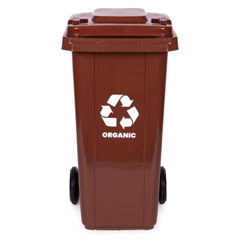 Zestaw 2 koszy na śmieci pojemniki 2x120L czarny brązowy odpady zmieszane BIO gumowe koła