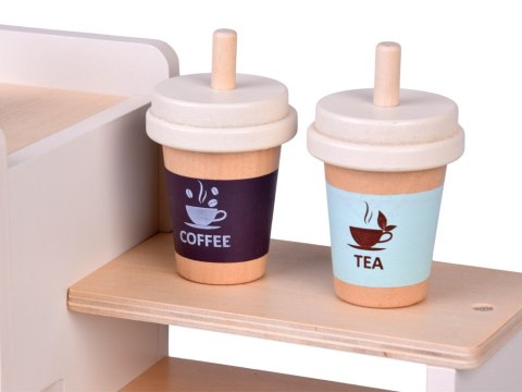 Zestaw Drewniany Kawiarnia Coffee Shop Ekspres Kubeczki Desery ZA5938