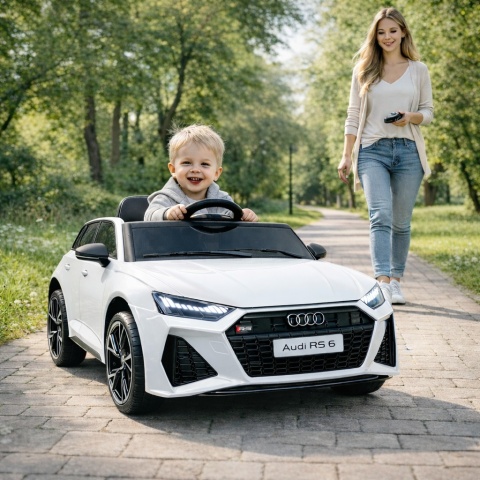 AUDI RS6 GT Biały Auto na akumulator EVA Skóra pilot