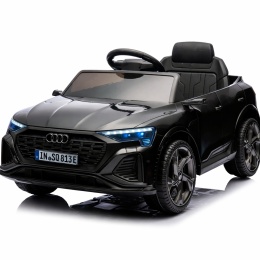 AUDI SQ8 CZARNY Auto na akumulator, Pilot, Światła, Muzyka, Skóra, koła EVA