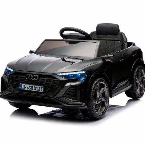 AUDI SQ8 CZARNY Auto na akumulator, Pilot, Światła, Muzyka, Skóra, koła EVA