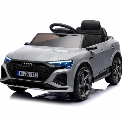 AUDI SQ8 SREBRNY Auto na akumulator, Pilot, Światła, Muzyka, Skóra, koła EVA