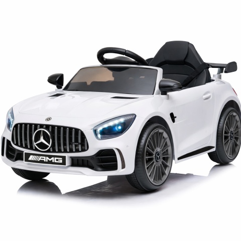 Auto dla Dzieci Mercedes GTR-S biały na akumulator Pilot, koła Eva, miękki fotelik