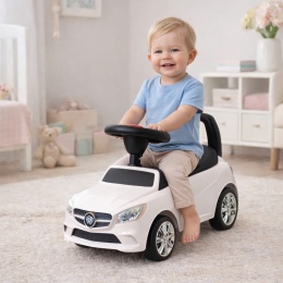 Jeździk Autko dla Dziecka J2 BIAŁY - chodzik, muzyka, klakson, światła