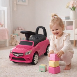 Jeździk Autko dla Dziecka J2 RÓŻOWY - chodzik, muzyka, klakson, światła