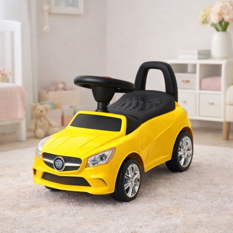 Jeździk Autko dla Dziecka J2 ŻÓŁTY - chodzik, muzyka, klakson, światła