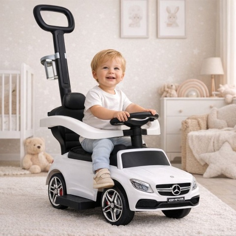 Pchacz Mercedes AMG c63 BIAŁY Jeździk, muzyka