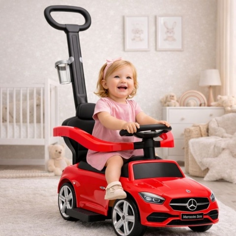 Pchacz Mercedes AMG c63 CZERWONY Jeździk, muzyka