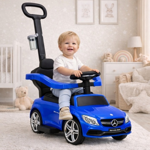 Pchacz Mercedes AMG c63 NIEBIESKI Jeździk, muzyka