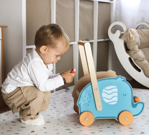 Viga PolarB Drewniany Wózek 2w1 Pchacz Słonik