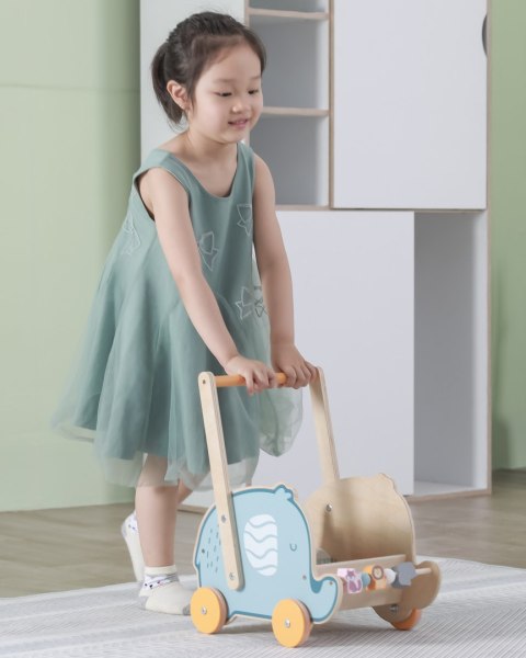 Viga PolarB Drewniany Wózek 2w1 Pchacz Słonik