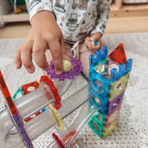 WOOPIE Klocki Magnetyczne Konstrukcyjne 3D Zestaw Edukacyjny Tor Kulkowy 126el.el.