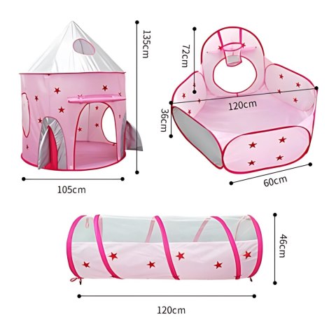 WOOPIE Namiot 3w1 Pałac Księżniczki XXL Domek Tunel Suchy Pałac