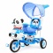 3-kołowy Rowerek dla dzieci Panda Niebieski + Dźwięki + Daszek + Barierka + Podnóżek + Rączka + Schowek