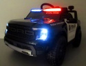 FORD RANGER Raptor CZARNY POLICE Auto na akumulator EVA Skóra pilot AKUMULATOR LION