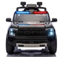 FORD RANGER Raptor CZARNY POLICE Auto na akumulator EVA Skóra pilot AKUMULATOR LION