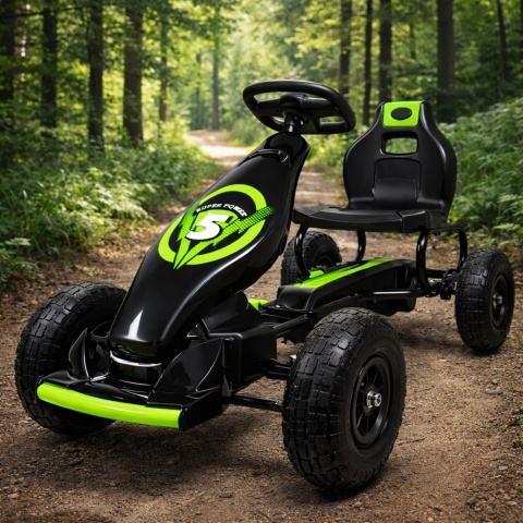 GOKART G8 ZIELONY, gokart dziecięcy, pompowane koła