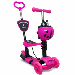 Hulajnoga H3 RÓŻOWA Jeździk 5w1 R-Sport Świecące koła LED