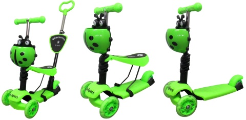 Hulajnoga H3 ZIELONA Jeździk 5w1 R-Sport Świecące koła LED