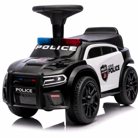 Jeździk dla Dzieci J3 CZARNY Policyjny Muzyka, światła