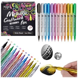 Zestaw Pisaki Metaliczne Nylonowe Ozdobne Kolorowe 12 szt.