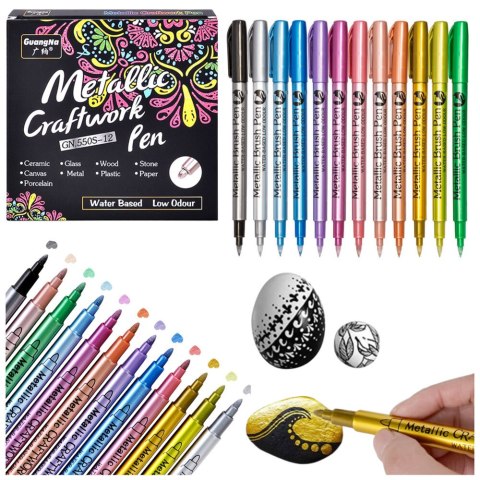 Zestaw Pisaki Metaliczne Nylonowe Ozdobne Kolorowe 12 szt.