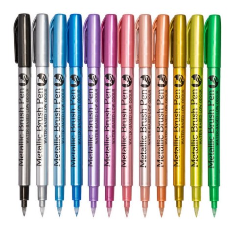 Zestaw Pisaki Metaliczne Nylonowe Ozdobne Kolorowe 12 szt.