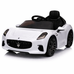 Maserati GranTurismo BIAŁY Auto na akumulator, Skóra, Pilot, Światła, Muzyka, Koła EVA