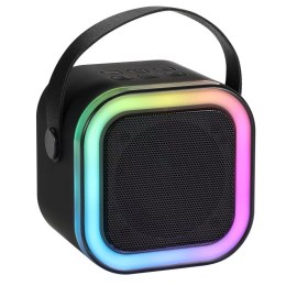 Zestaw Do Karaoke Głośnik Dwa Mikrofony Światła LED Czarny