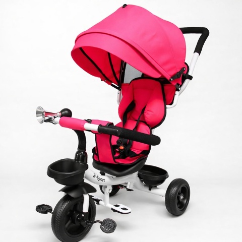 Rowerek Trójkołowy T4 różowy R-Sport Obracany 360 stopni Koła EVA, Hamulec Wolne koło