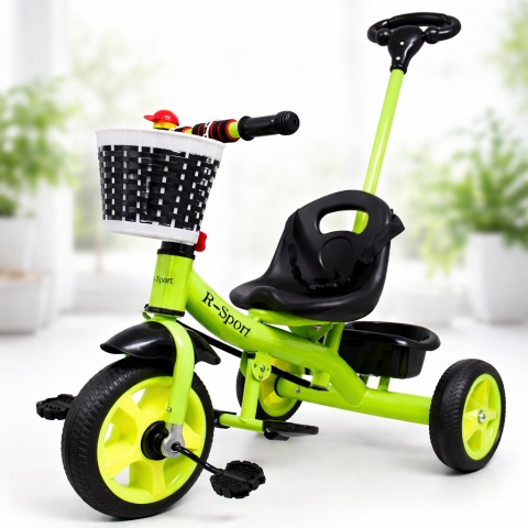 Rowerek Trójkołowy T8 zielony z rączką Koła EVA Pchacz