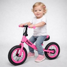 Rowerek biegowy R3 różowy R-Sport 12'' hamulec, dzwonek