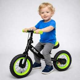 Rowerek biegowy R3 zielono-czarny R-Sport 12'' hamulec, dzwonek