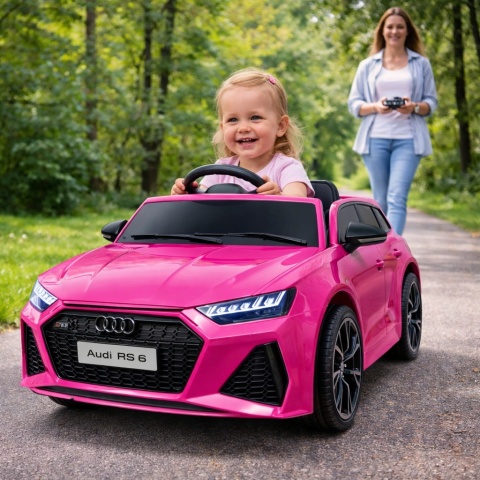 AUDI RS6 GT RÓŻOWY Auto na akumulator EVA Skóra pilot