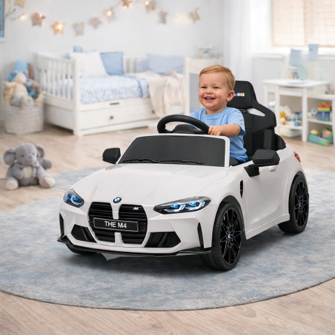 BMW m4 BIAŁY Auto na akumulator EVA Skóra pilot