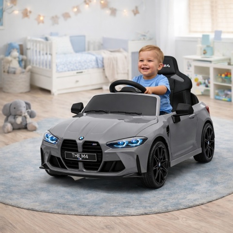 BMW m4 SZARY Auto na akumulator, Pilot, Światła, Muzyka, Koła EVA