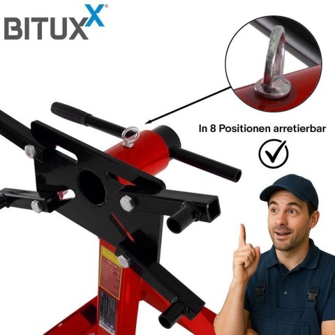 Belka Żuraw do silnika do 900kg Bituxx Czerwona składana podpora na kółkach