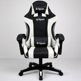 Fotel Gamingowy K3 R-Sport BIAŁO-CZARNY dla gracza+masażer
