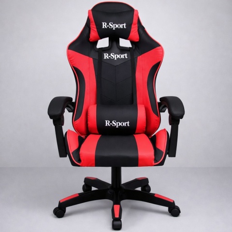 Fotel Gamingowy K3 R-Sport CZERWONO-CZARNY dla gracza+masażer