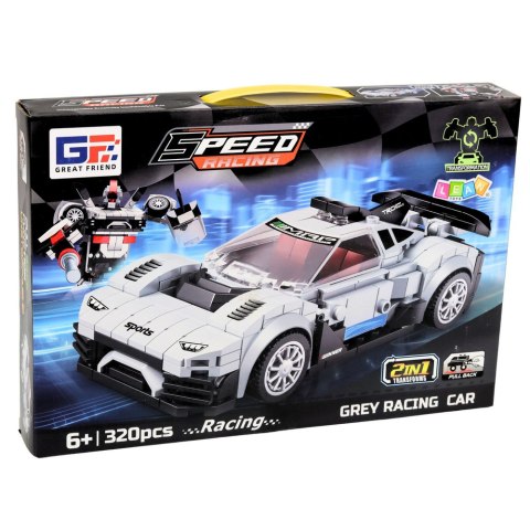 Klocki Konstrukcyjne Samochód Wyścigowy Robot 2W1 Biały 320 el.